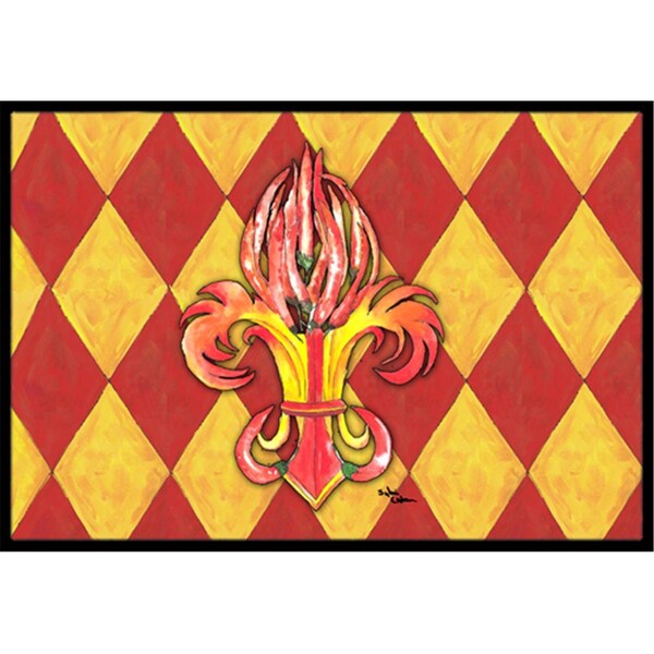 Carolines Treasures 24 x 36 In. Peppers Fleur de lis Indoor or Outdoor Mat 8499JMAT - main